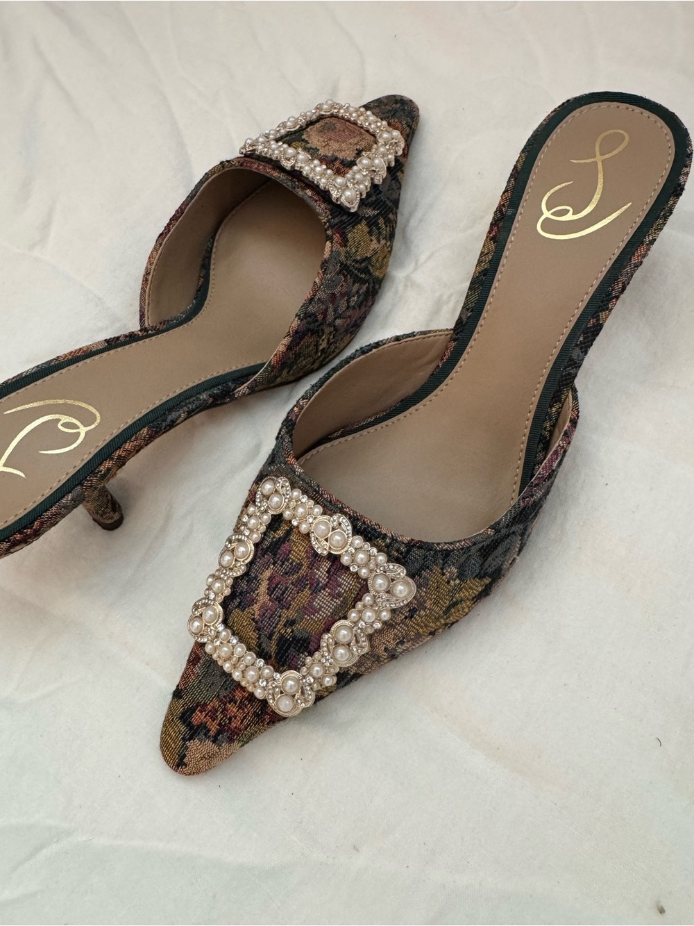 Sam Edelman Multicolor Tapestry Pearl-Buckle Pointed Mule - Picture 3 of 7
